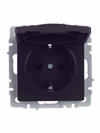 BRITE Розетка 1-местная с заземлением с защитными шторками и крышкой 16А IP44 РСбш10-3-44-БрЧ черный IEK9