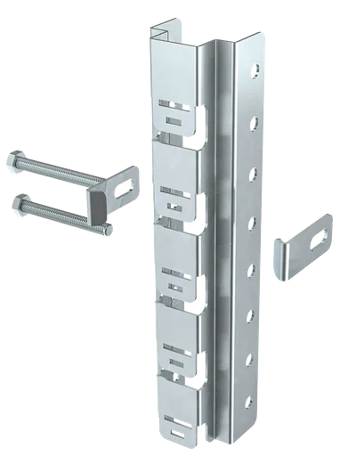 Screwless mesh mount is part of an installation system designed to organize cable runs, lighting, video surveillance or burglar alarms on poles and mesh panels. Scope of delivery: screwless mount 250mm, hardware.