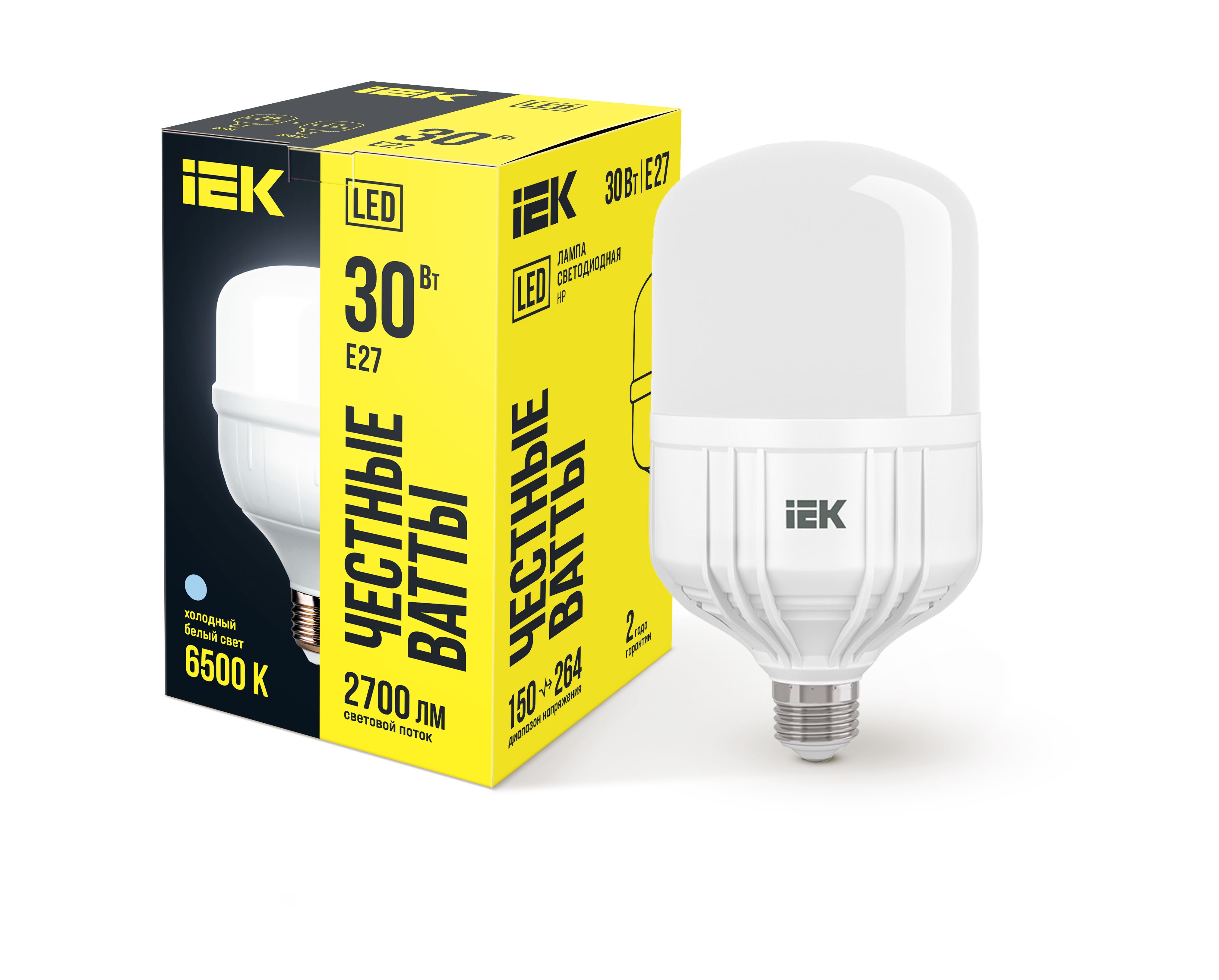 Лампа светодиодная HP 30Вт 230В 6500К E27 IEK (LLE-HP-30-230-65-E27)
