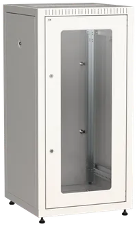 ITK LINEA E Шкаф напольный сетевой 19" 24U 600х600мм стеклянная передняя дверь задняя металлическая серый