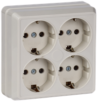 OKTAVA Розетка 4-местная с заземлением для открытой установки 16А РС24-3-ОК кремовый GENERICA