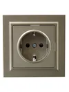 BRITE 1-gang earthed socket with protective shutters 16A, complete PCP14-1-0-BrSh champagne IEK2