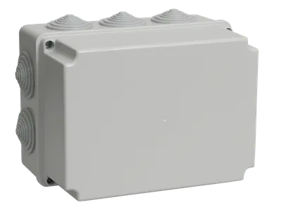 Коробка распаячная КМ41246 для открытой проводки 190х140х120мм IP55 10 гермовводов серая IEK