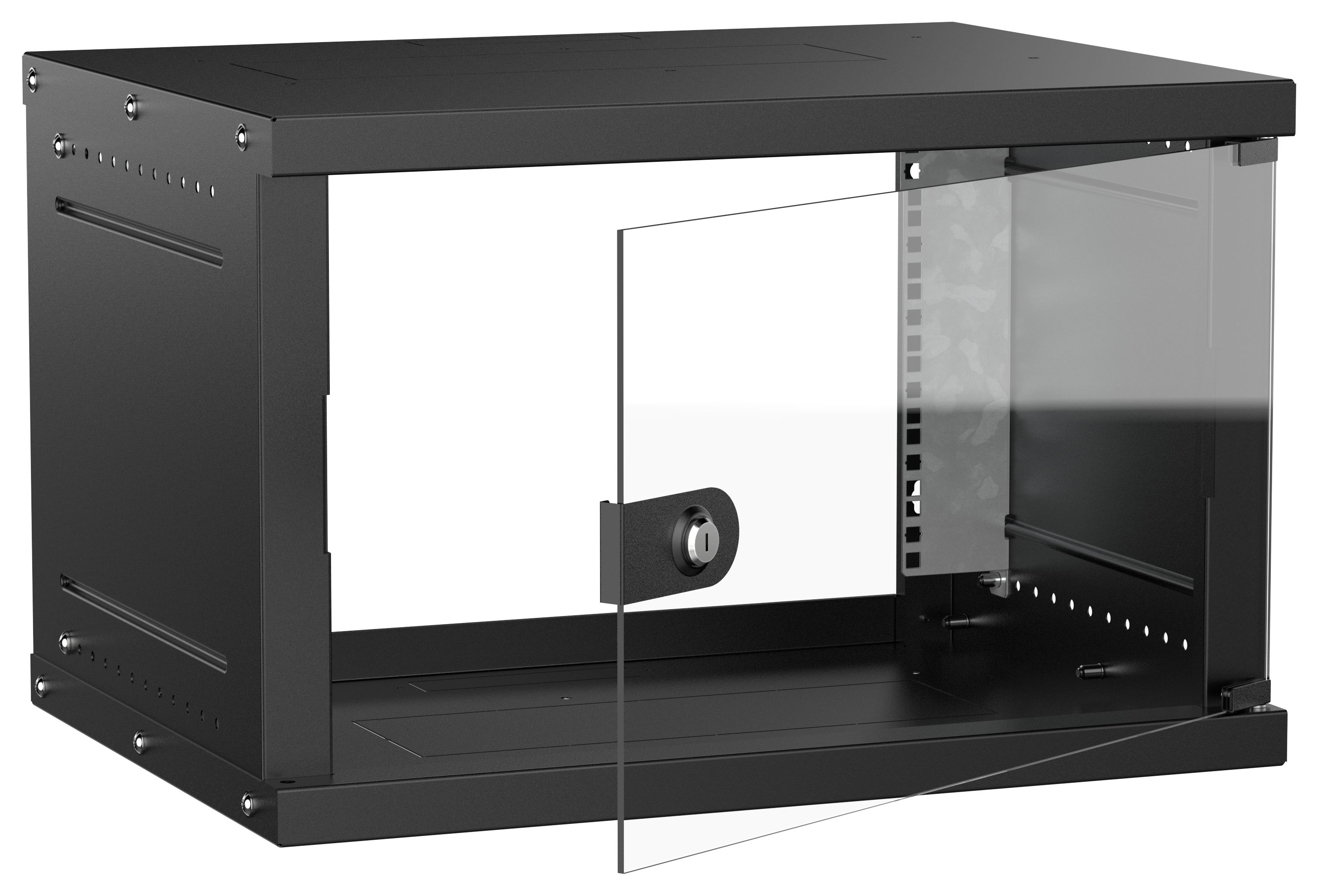 Шкаф настенный 19" 6U 600х450мм стеклянная дверь черный GENERICA (LWE5-06U64-GF-G)
