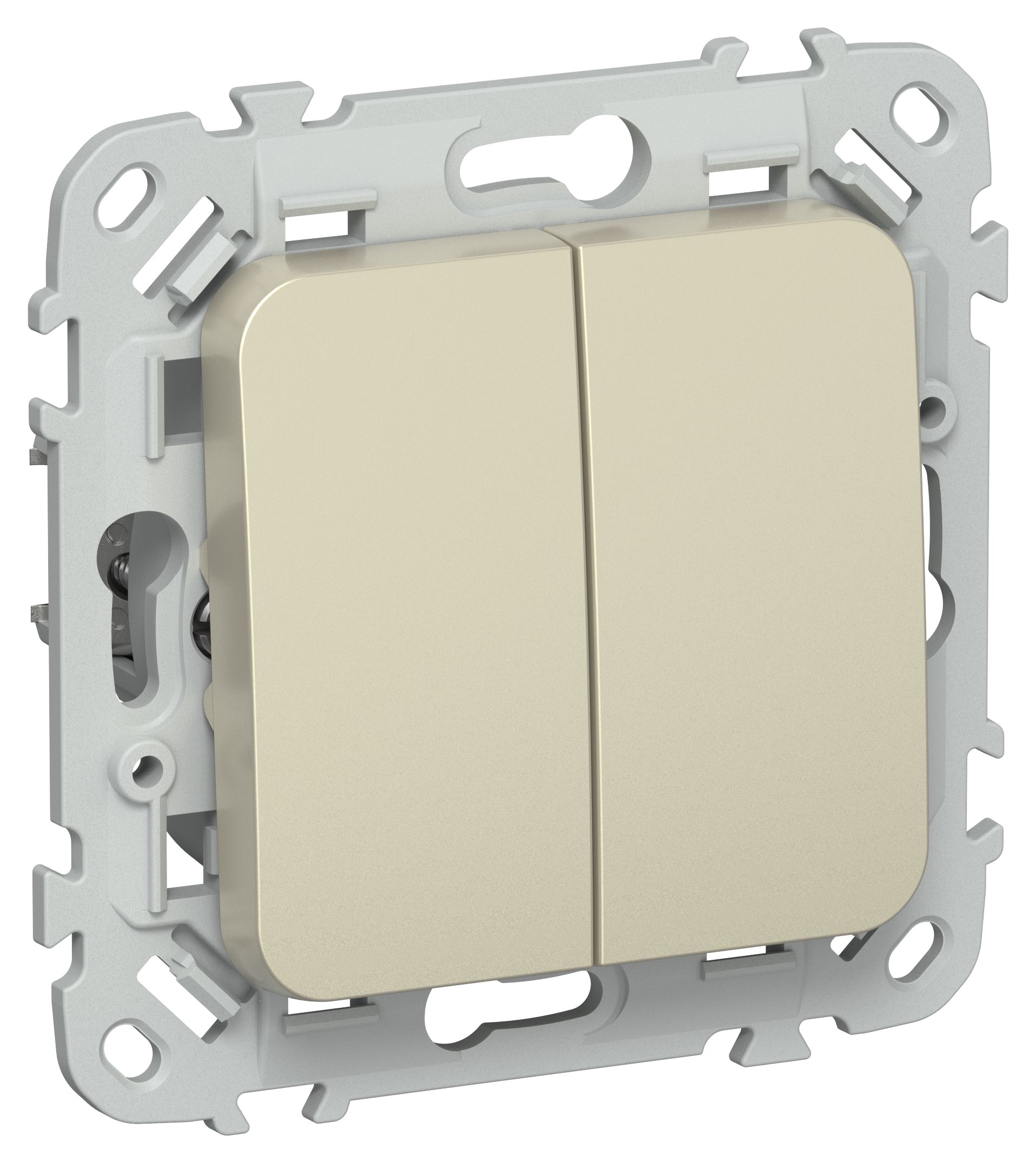 FLITE Выключатель 2-клавишный кнопочный 10А ВС12-2-0-ФлШ шампань IEK (FI-V24-0-10-1-K37)