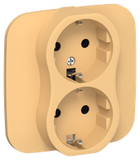 FLITE Розетка 2-местная с заземлением без защитных шторок безвинтовое крепление 16А РС12-1-А-ФлЗ золотарник IEK
