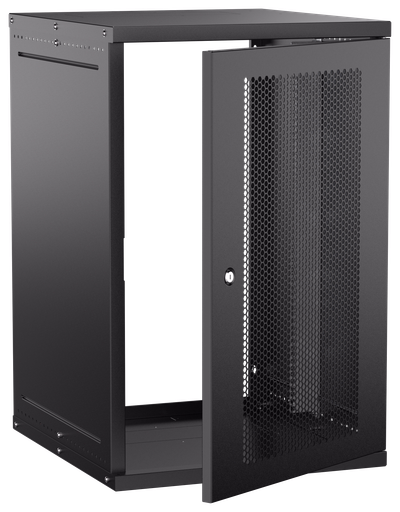 Шкаф настенный 19" 18U 600х650мм перфорированная дверь черный GENERICA