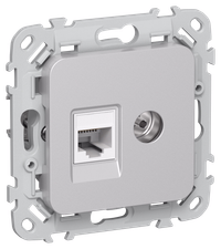 FLITE Розетка 2-местная RJ45/TV категория 5Е UTP РКТВ5е-2-0-ФлА алюминий IEK