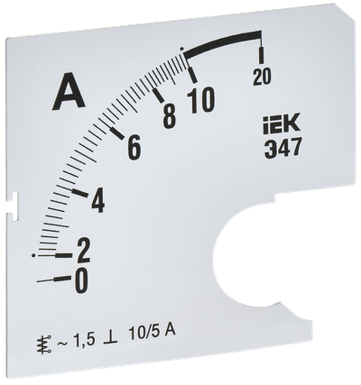 Шкала сменная для амперметра Э47 10/5А класс точности 1,5 72х72мм IEK