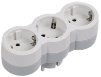 STANDARD Тройник Т-01/03 3 места с заземлением 16А вертикальный белый IEK