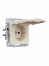 BRITE Розетка 1-местная с заземлением с защитными шторками и крышкой 16А IP44 РСбш10-3-44-БрКр бежевый IEK1