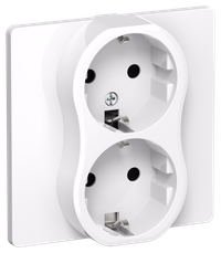 FLITE Розетка 2-местная с заземлением без защитных шторок безвинтовое крепление 16А РС12-1-К-ФлБ белый IEK
