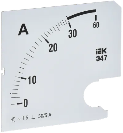 Replaceable scale for ammeter E47 30/5A accuracy class 1.5 96x96mm IEK