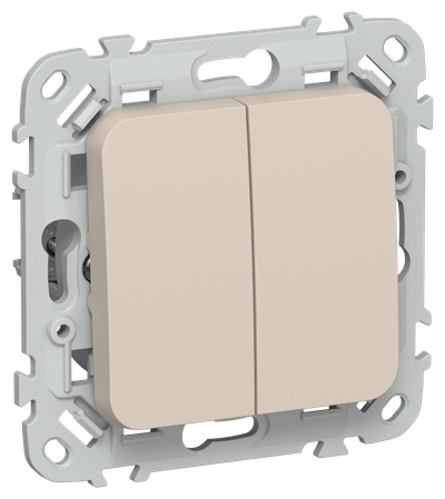 FLITE Выключатель 2-клавишный кнопочный 10А ВС12-2-0-ФлЛ льняной IEK