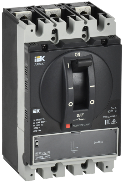ARMAT Автоматический выключатель в литом корпусе 3P типоразмер A 50кА 63А расцепитель электромагнитный регулируемый IEK