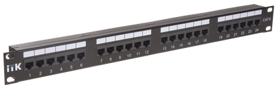 ITK 1U патч-панель кат.6 UTP, 24 порта (IDC Dual), с кабельным органайзером