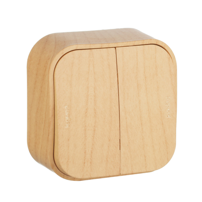 QUTEO Выключатель 2-клавишный для открытой установки схема 5 10АХ дерево