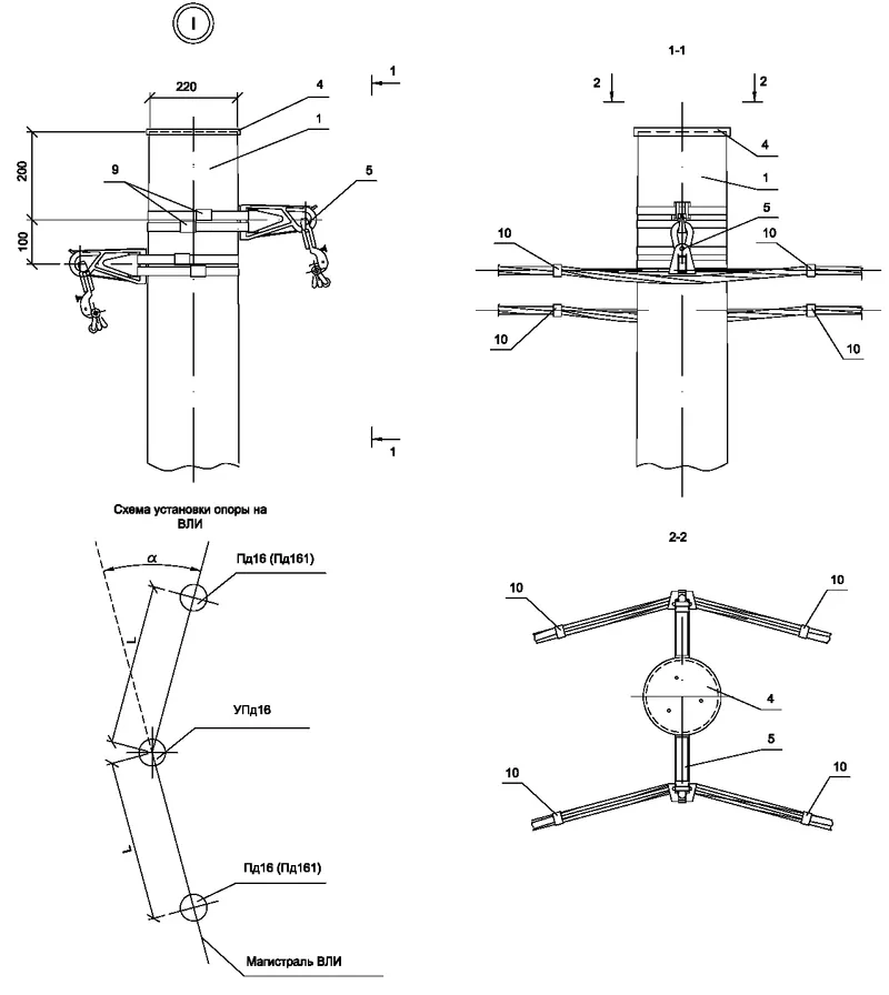 Опора УПд16 деревянная угловая промежуточная двухцепная IEK (ASIP-DER ...