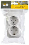 RSSh22-3-XB Double socket with grounding contact with protective shutter 16A open installation GLORY (white) IEK1