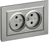 BRITE Socket 2-gang without earthing without protective shutters 10A, assembled RS12-2-BrS steel IEK0