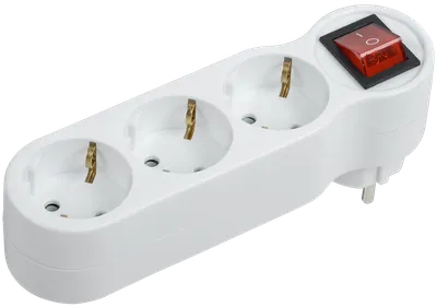 Adapter T-01/03B 3 sockets 2P+PE 16A with switch white IEK