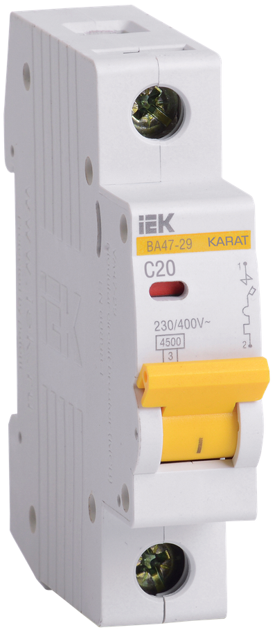 KARAT Автоматический выключатель ВА47-29 1P C 20А 4,5кА IEK