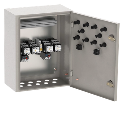 Ящик управления Я5435-2474 реверсивный без автоматического выключателя 2 фидера с переключателем на автоматический режим 2,5А IEK