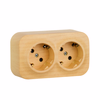 QUTEO Розетка 2-местная для открытой установки с заземлением с защитными шторками с предварительным подключением 16А дерево0