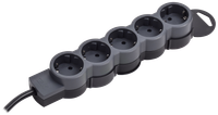 STANDARD Удлинитель У05 5 мест 2P+PE 5м 3х1,5мм2 16А черный IEK
