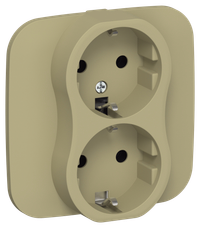FLITE Розетка 2-местная с заземлением без защитных шторок безвинтовое крепление 16А РС12-1-А-ФлО оливковый IEK