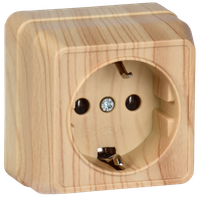 OKTAVA Розетка 1-местная с заземлением для открытой установки 16А РС20-3-ОС сосна GENERICA