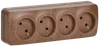 RS24-2-XD Quadruple socket without grounding contact 16A with opening installation GLORY (oak) IEK0