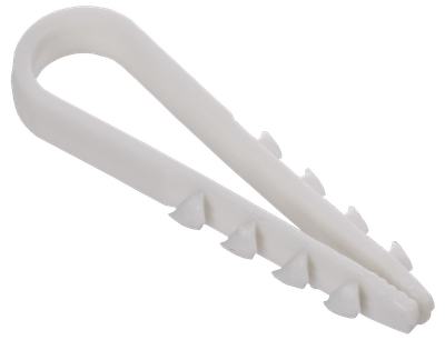 Дюбель-хомут 5х10мм для круглого кабеля нейлон белый (100шт/упак) GENERICA