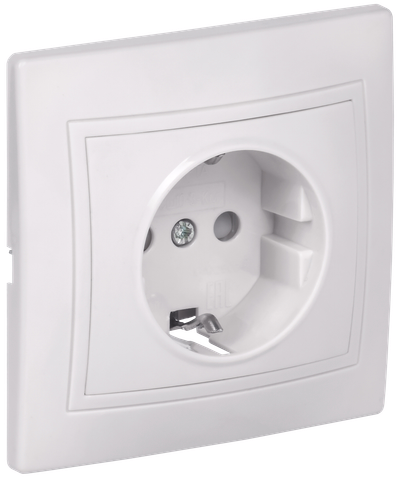 KVARTA Розетка 1-местная с заземлением с защитными шторками 16А РСш10-3-КБ белый GENERICA