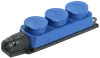 Розетка (колодка) 3-местная РБ33-1-0м с защитными крышками IP44 ОМЕГА каучук синяя IEK0