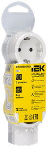 STANDARD Колодка для удлинителя с заземлением К03 3 места белая IEK1