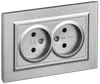 BRITE 2-gang socket without earthing with protective shutters 10A, complete RSsh12-2-BrA aluminum IEK0