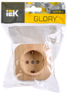 GLORY Розетка 1-местная для открытой установки с заземлением с защитными шторками 16А РСш20-3-ХС сосна IEK1
