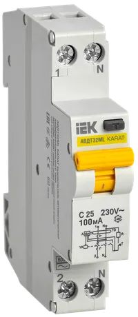 Выключатель автоматический дифференциального тока АВДТ32МL C25 100мА KARAT IEK