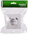 KVARTA Розетка с заземлением с защитными шторками 16А USBх2 2,1А РЮш10-1-КБ белый GENERICA1