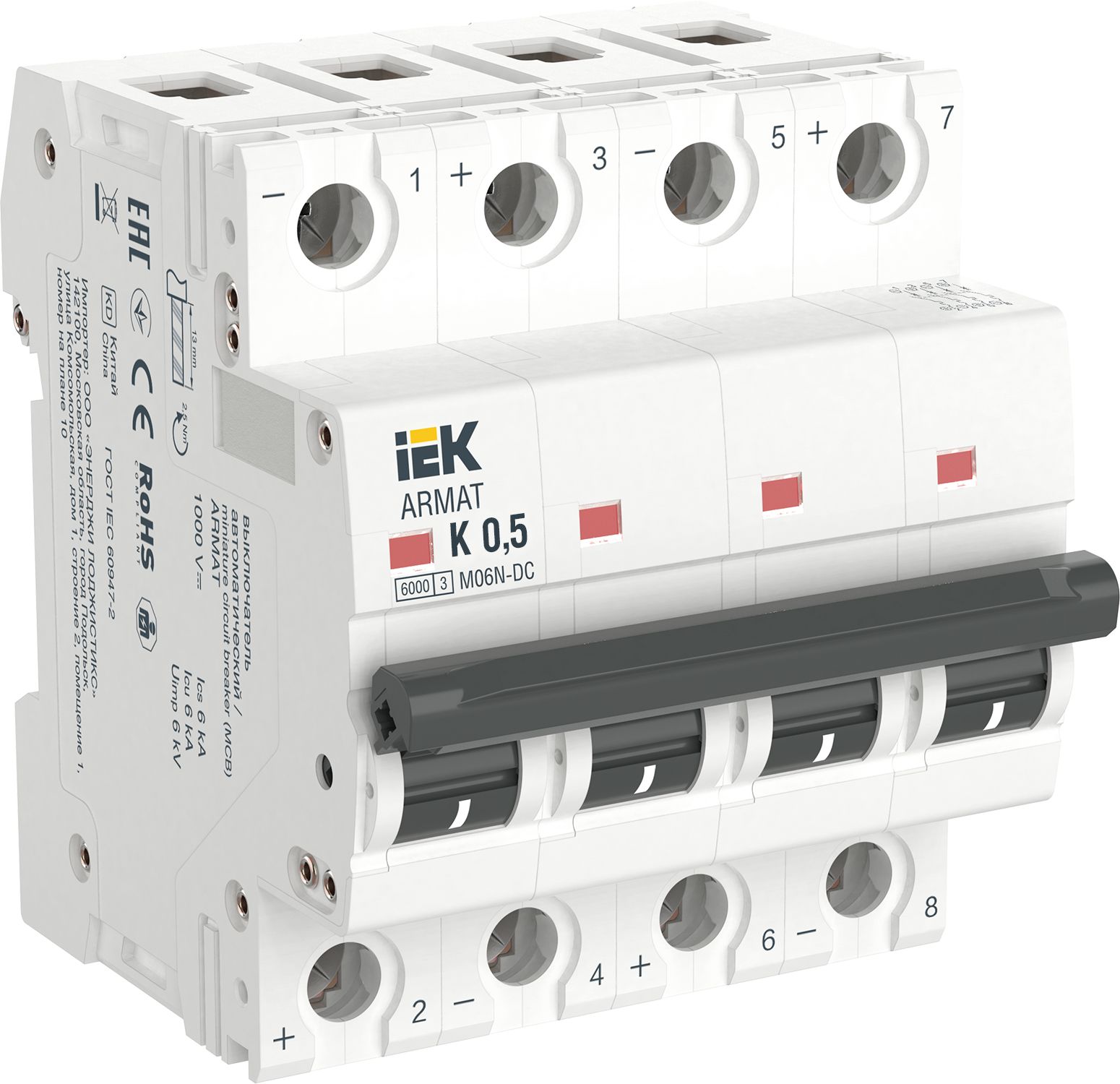 ARMAT Автоматический выключатель M06N-DC 4P K 0,5А IEK (AR-M06N-4-K0D5DC)