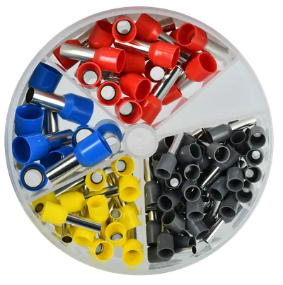 NShVI lugs are designed for terminating wires and connecting them to contact clamps of various electrical equipment. The set includes popular standard sizes, which are packaged in an ergonomic and durable round plastic case.