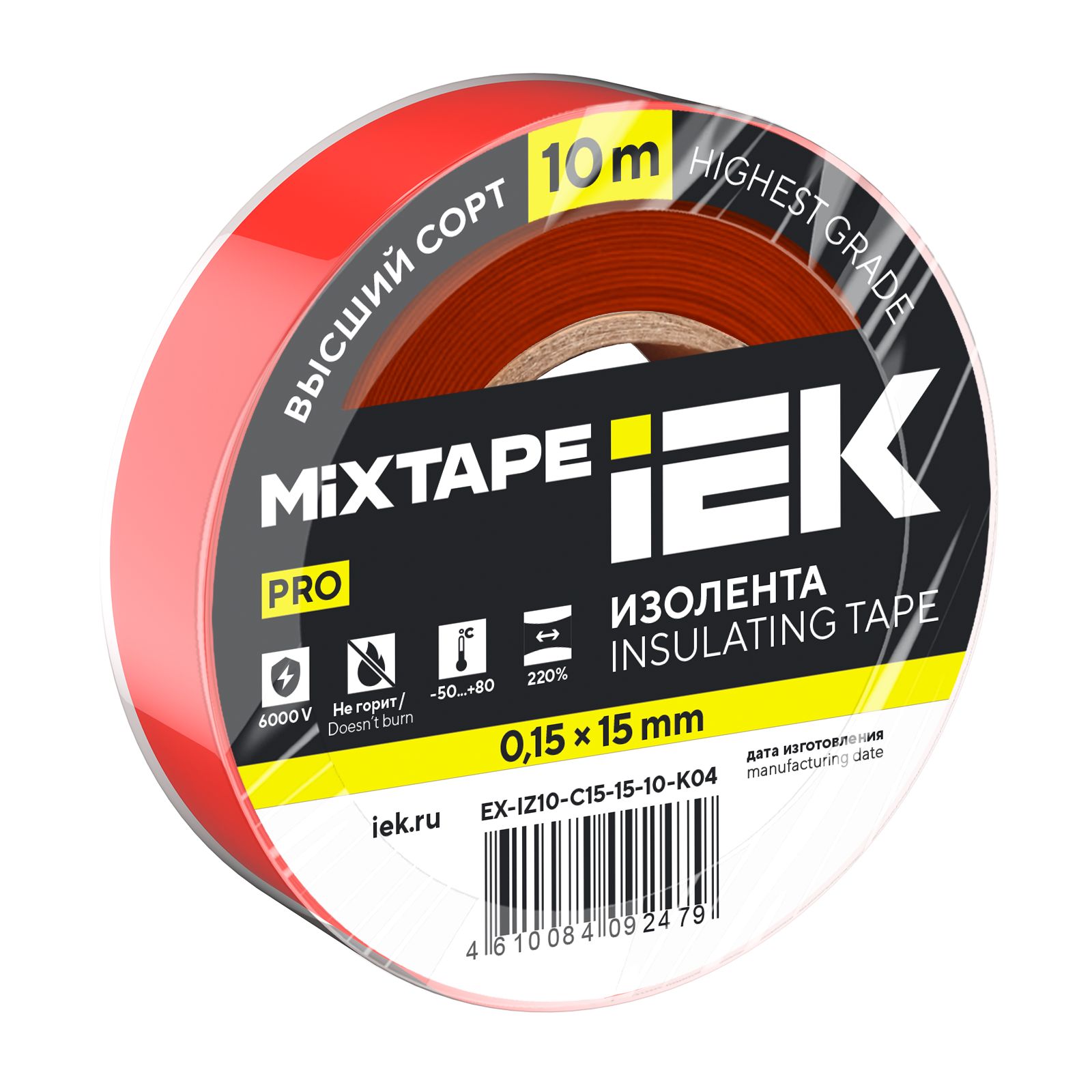 MIXTAPE 7 Изолента 0,15х15мм красная 10м IEK (EX-IZ10-C15-15-10-K04)