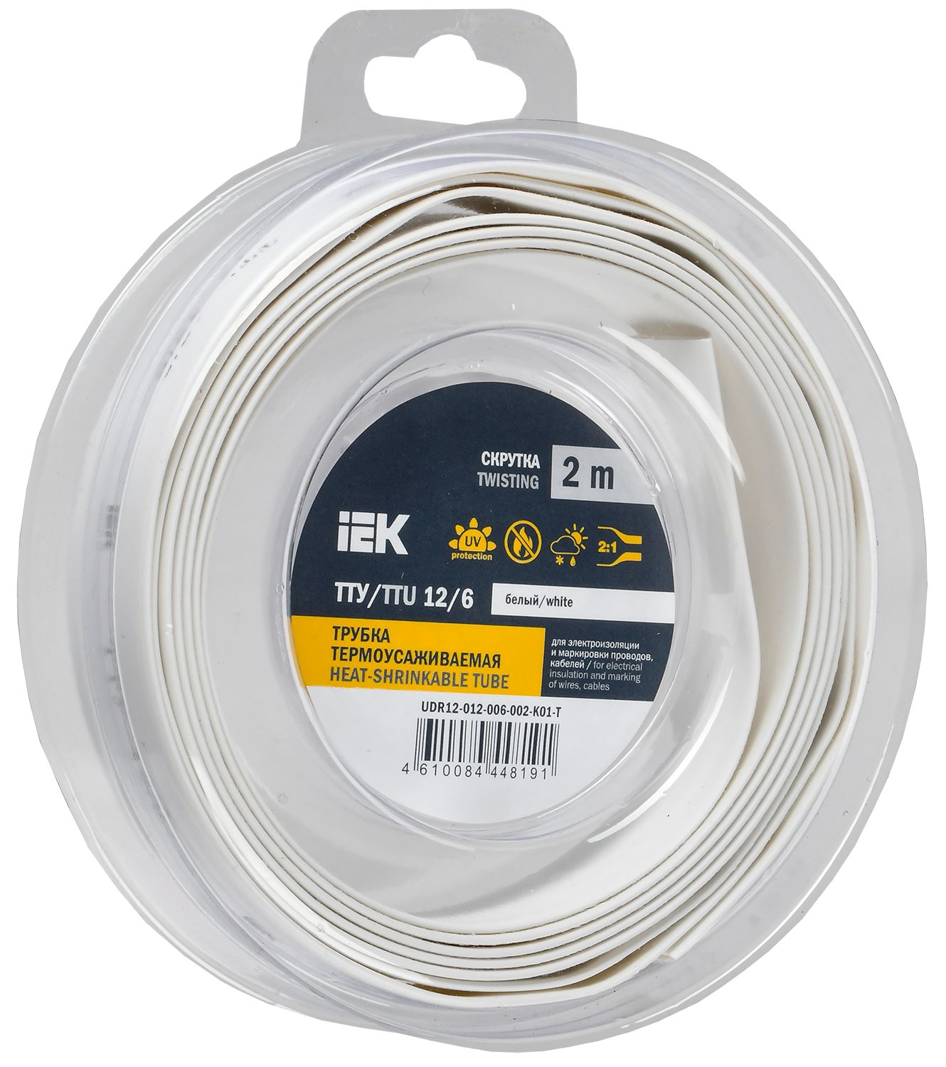 Трубка термоусадочная ТТУ нг-LS 12/6 белая (2м/упак) IEK (UDR12-012-006-002-K01-T)