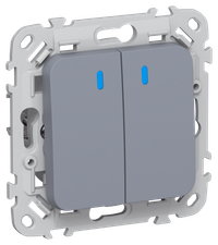 FLITE Выключатель 2-клавишный с индикацией 10А ВС12-1-1-ФлМ маренго IEK