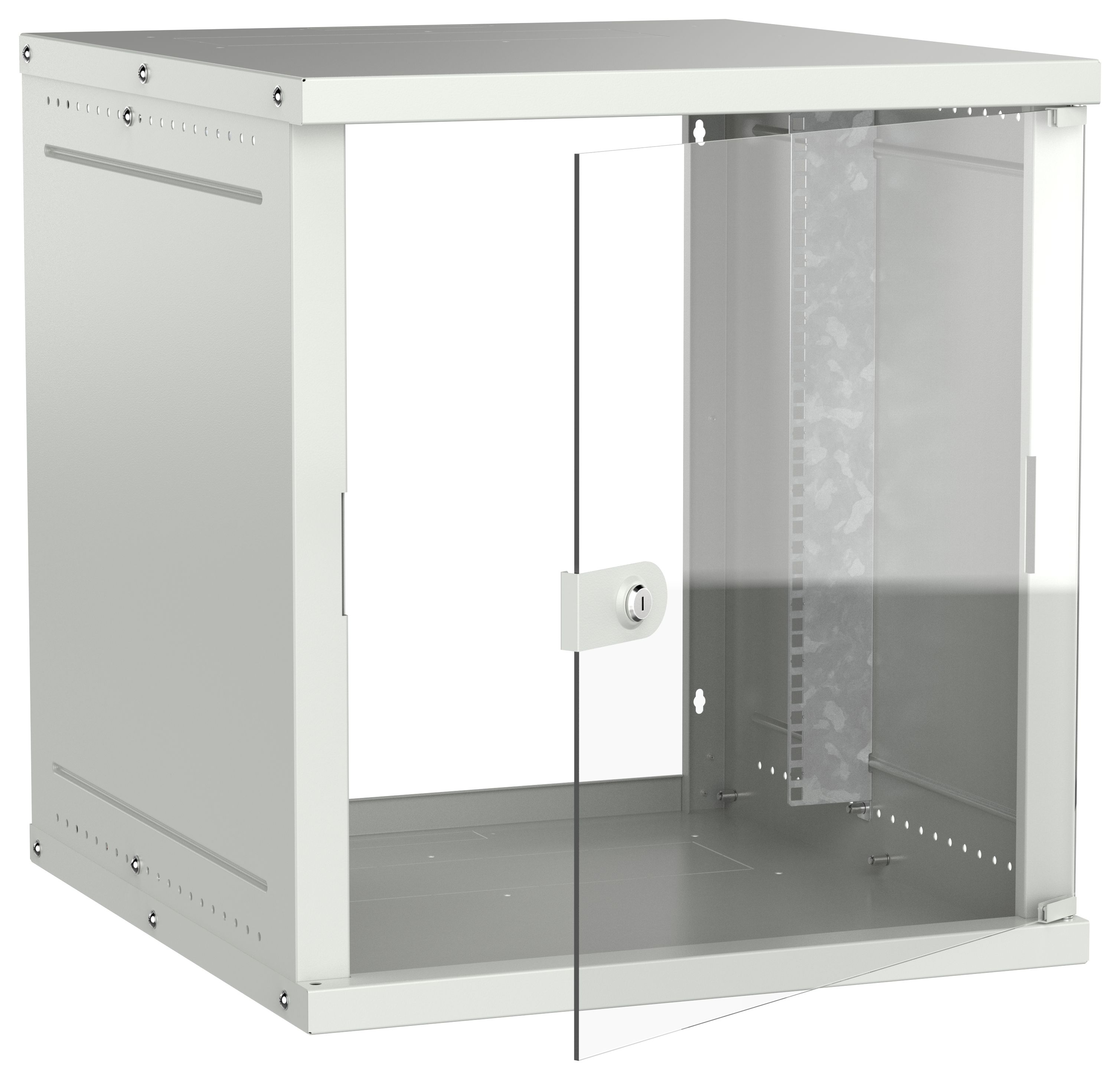 Шкаф настенный 19" 12U 600х650мм стеклянная дверь серый GENERICA (LWE3-12U67-GF-G)
