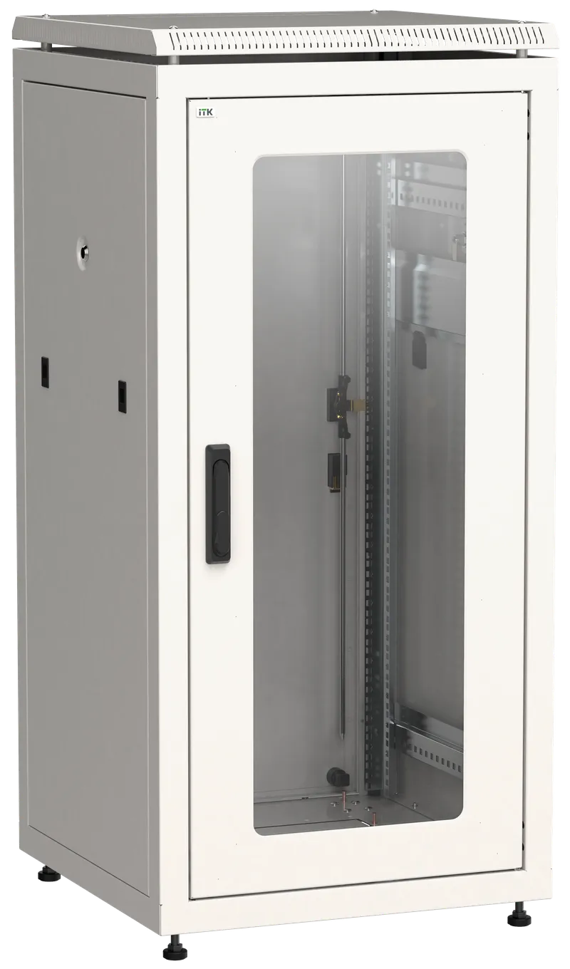 ITK LINEA N Шкаф сетевой 19" 18U 600х800мм стеклянная передняя дверь задняя металлическая серый
