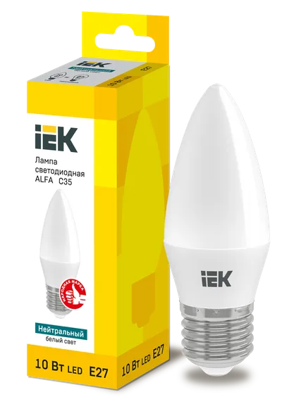 Лампа светодиодная ALFA C35 свеча 10Вт 230В 4000К E27 IEK