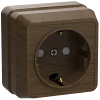 OKTAVA Single-gang socket with grounding with protective shutters for open installation 16A RSsh20-3-OD oak IEK