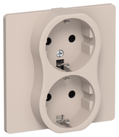 FLITE Розетка 2-местная с заземлением без защитных шторок безвинтовое крепление 16А РС12-1-К-ФлЛ льняной IEK